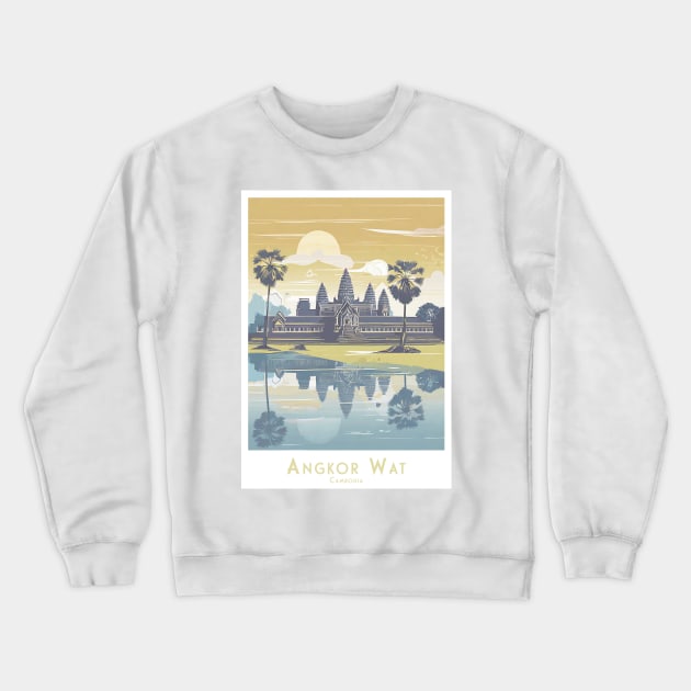 Vintage Angkor Wat Temple Sunset Poster Crewneck Sweatshirt by POD24